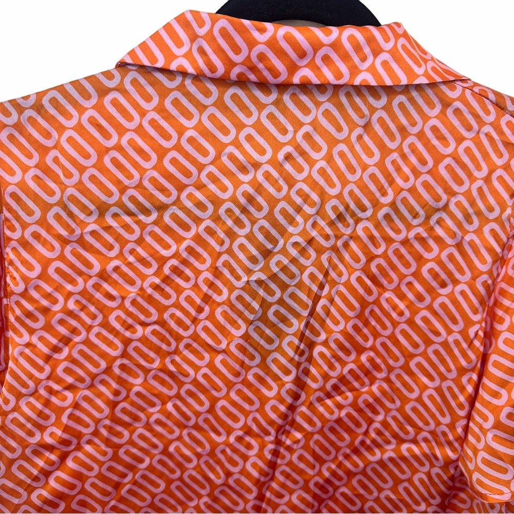 NWT Eclair Button Up Tie Short Sleeve Blouse Size Medium - Picture 7 of 12